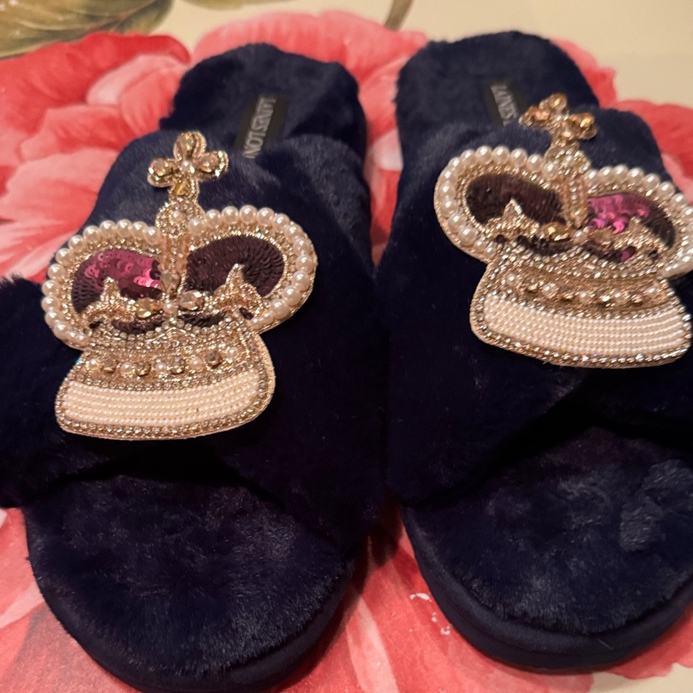 Luxurious Crown Embellished Slippers
